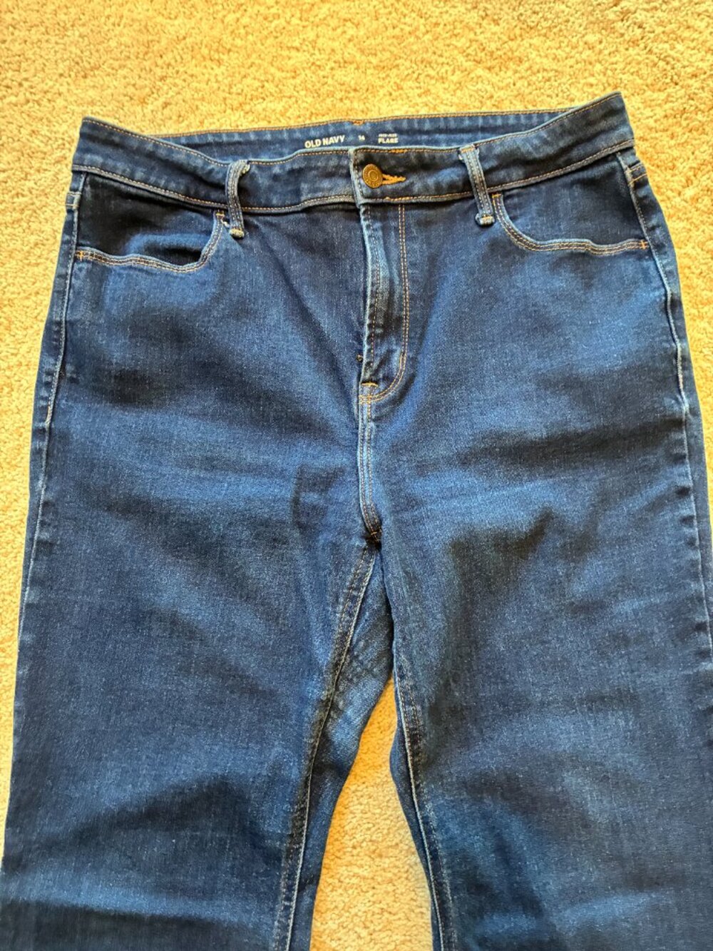 Old Navy Women's High-Rise Flare Dark Wash Jeans Pants - Picture 2 of 9